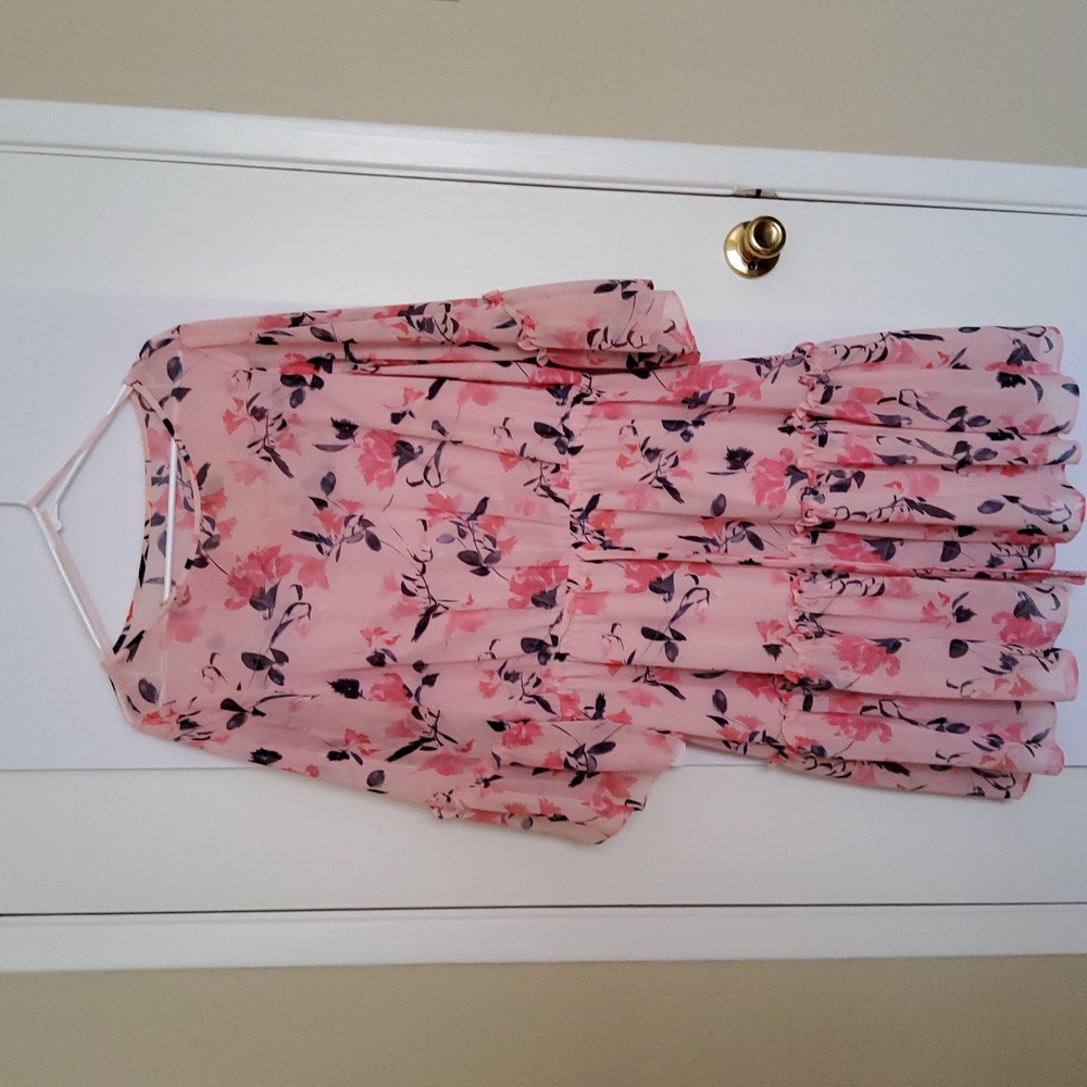 Eliza J size 14W, chiffon peach dress